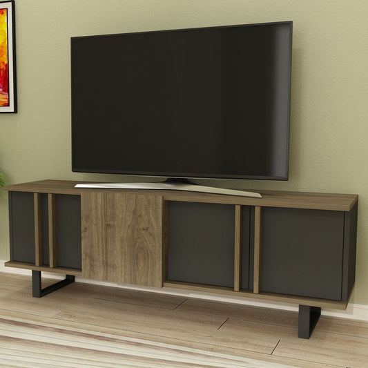 Meuble télé Nordic Chic - Noyer et anthracite