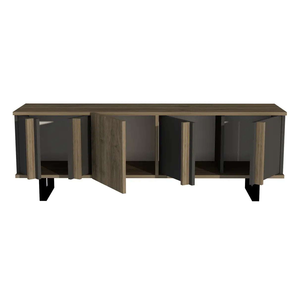 Meuble télé Nordic Chic - Noyer et anthracite