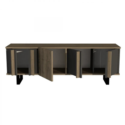 Meuble télé Nordic Chic - Noyer et anthracite