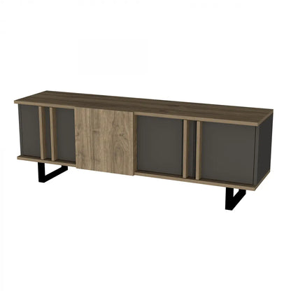 Meuble télé Nordic Chic - Noyer et anthracite